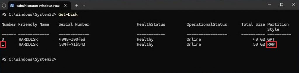 PowerShell Get-Disk