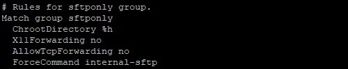 Rules for sftponly group